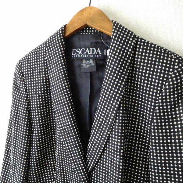 #anc エスカーダ ESCADA ジャケット 36 黒 白 ドット ドイツ製 ロング レディース [854701]_画像3