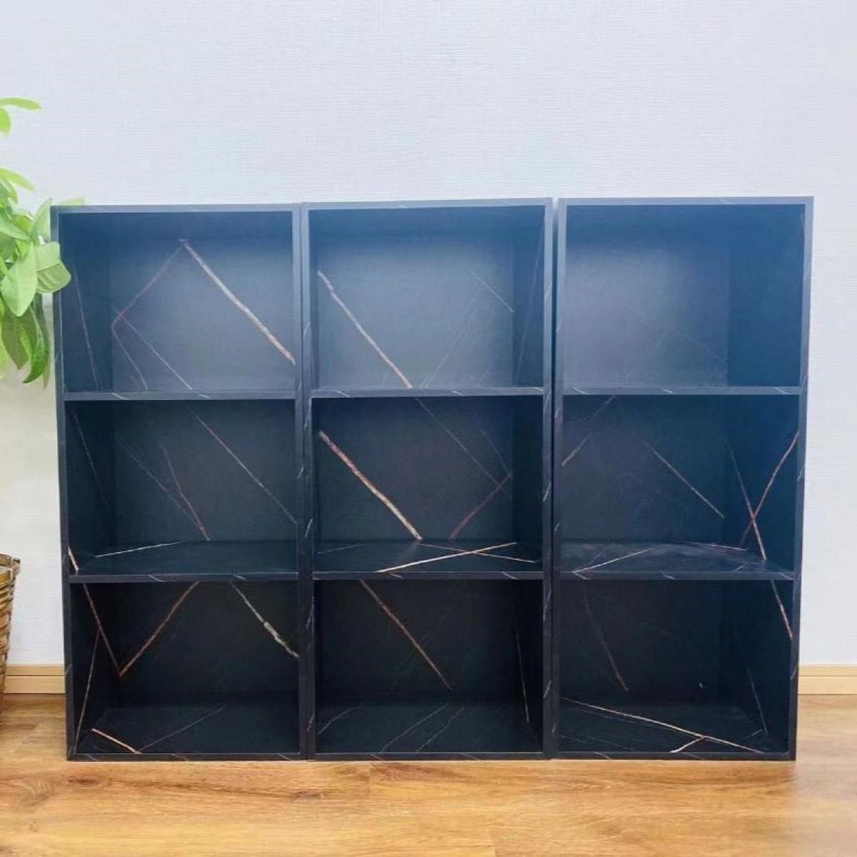 カラーボックス 3段 3個セット (大理石ブラック)黒 ３段ボックス 収納家具