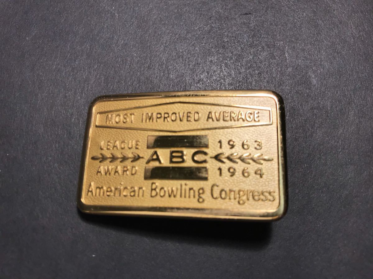 60sUSAビンテージバックルABCボーリングノベルティ/カリフォルニア西海岸古着デッドストックアメリカBOWLINGレア物アンティークコレクター