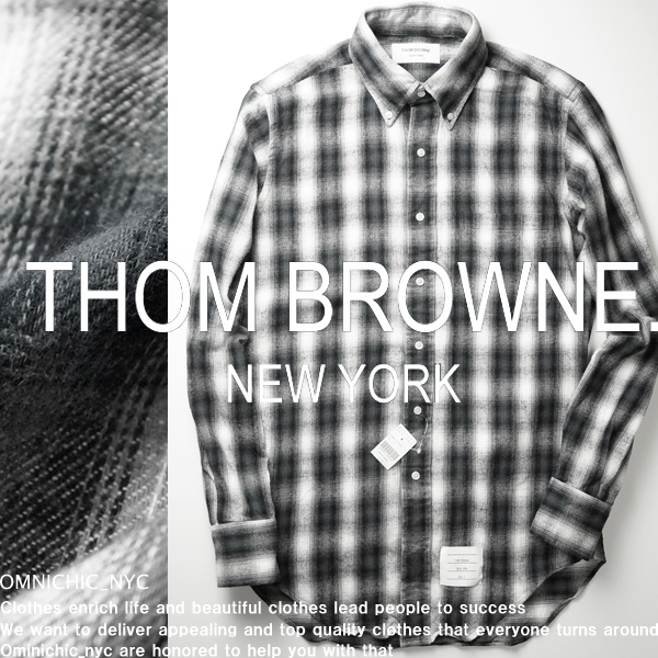 ■新品8万【THOM BROWNE】トムブラウン/グラデーションチェックが贅沢な出し抜き感抜群のフランネルチェックシャツsize2/Mサイズ相当/C920