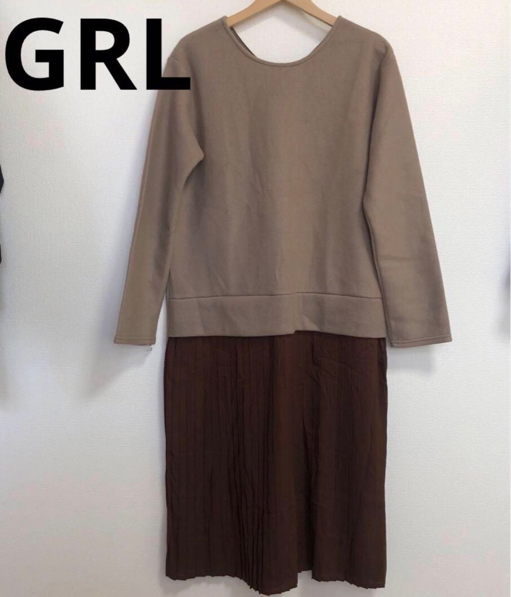 GRL前後2ウェイプリーツスカートドッキングゆったりワンピ moussy チコ