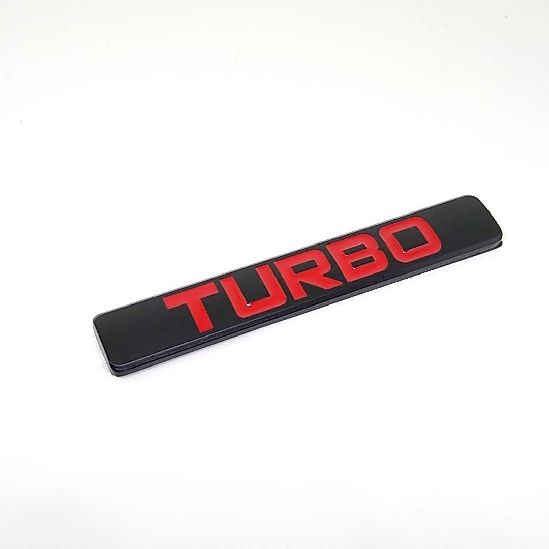 送料無料 TURBO ターボ アルミ 金属 エンブレム 黒ｘ赤 ブラックxレッド C60_画像1