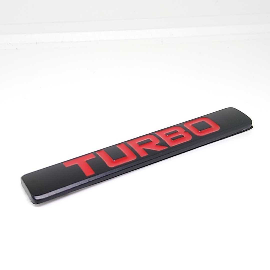 送料無料 TURBO ターボ アルミ 金属 エンブレム 黒ｘ赤 ブラックxレッド C60_画像2