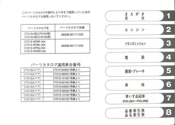 ★スズキ ワゴンR CT21S CT51S 4型 パーツ カタログ 5版★0565 1998.5 CV21S CV51S RR パーツリスト パーツカタログ マニュアル 整備 修理_画像2