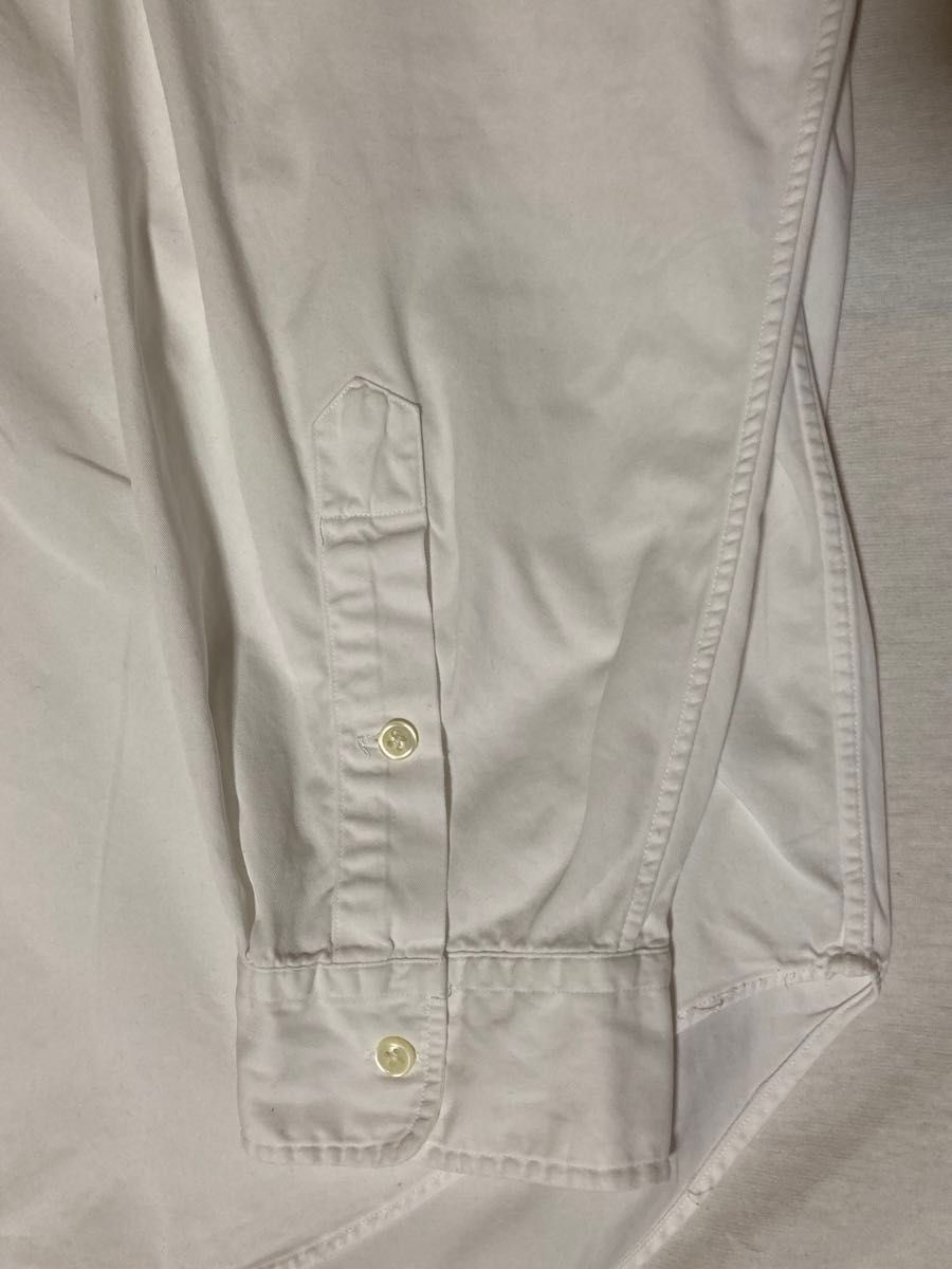 ラルフローレン 90s 長袖 BDシャツ ホワイト 刺繍 ネイビー XXL