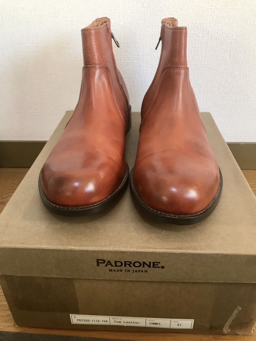 新品★定価3.7万円★日本製★パドローネ PADRONE★サイドジップブーツ★本革レザー キャメル 41_画像2