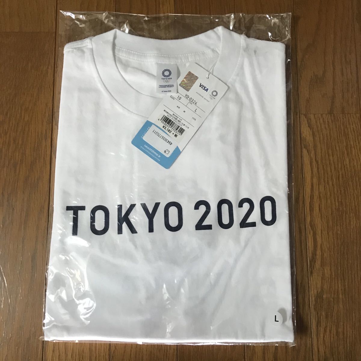 新品 タグ付き 東京オリンピック 半袖 Tシャツ 白色 メンズLサイズ 綿100％の画像1
