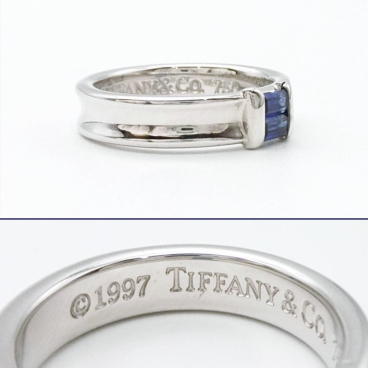 [ free shipping ] Tiffany Tiffany&Co. 750WG start  King band sapphire ring 10 number * finishing settled 