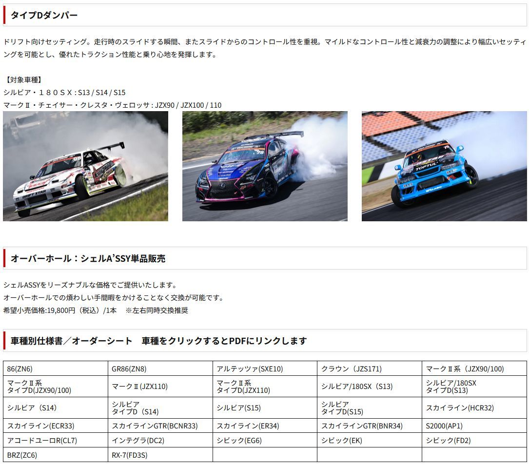 【受注生産】RGレーシングギア軽量高強度アルミ素材採用ZXダンパーS13系シルビア/180SX(S63.5～H11.1)ドリフト仕様車高調PN001PD_画像6