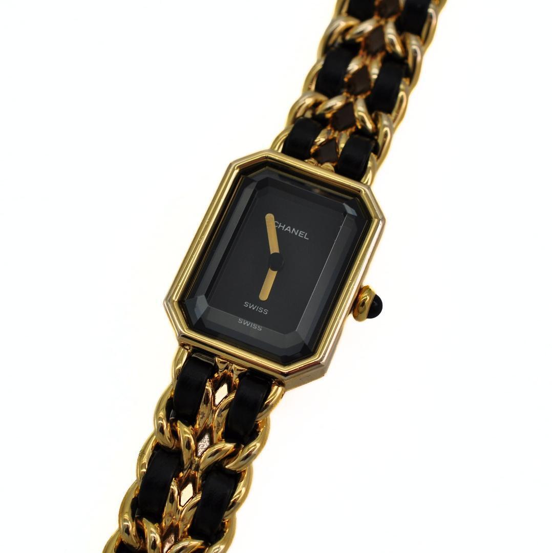 CHANEL シャネル プルミエールM 黒文字盤×ゴールド色 クォーツ 腕時計 UH55728