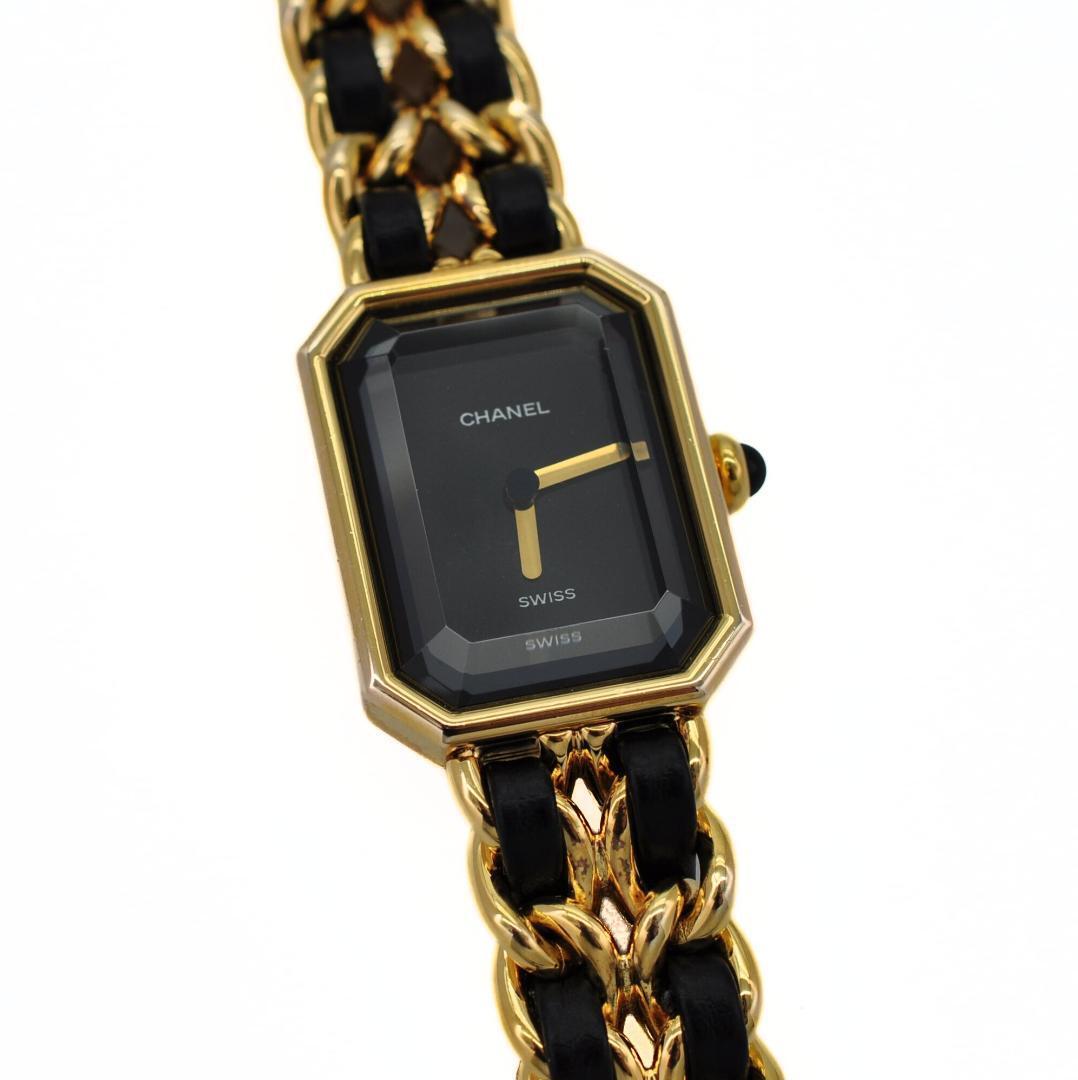 CHANEL シャネル プルミエールM 黒文字盤×ゴールド色 クォーツ 腕時計 UH55728