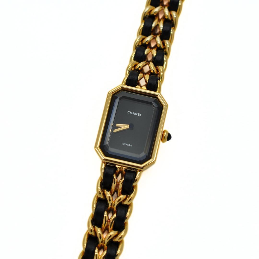 CHANEL Chanel Premiere L black face × Gold color quartz wristwatch EX47880