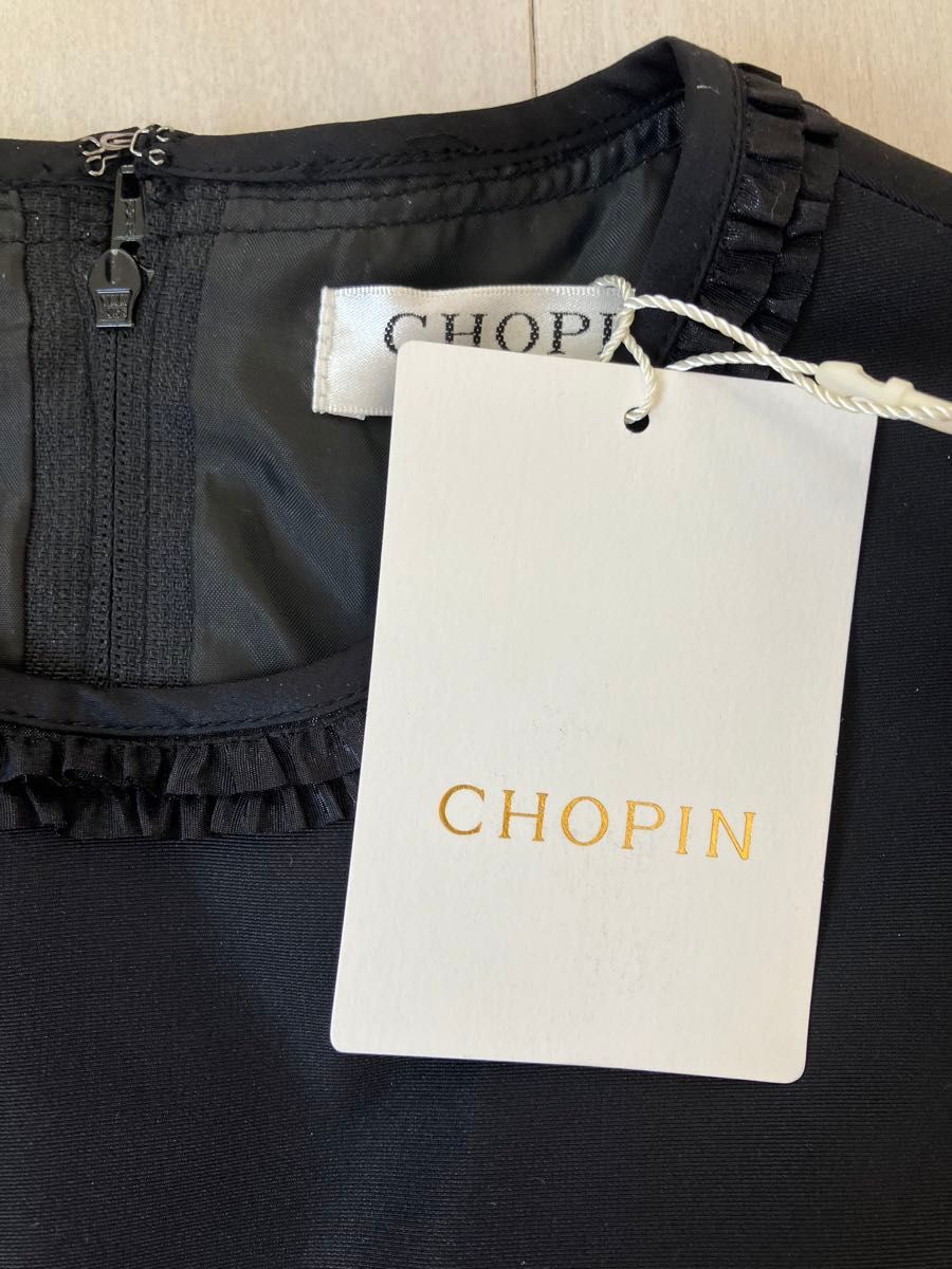 【新品】ショパン　chopin 130サイズ  リボン　黒　ドレス　ワンピース　発表会 結婚式 フォーマル キッズ