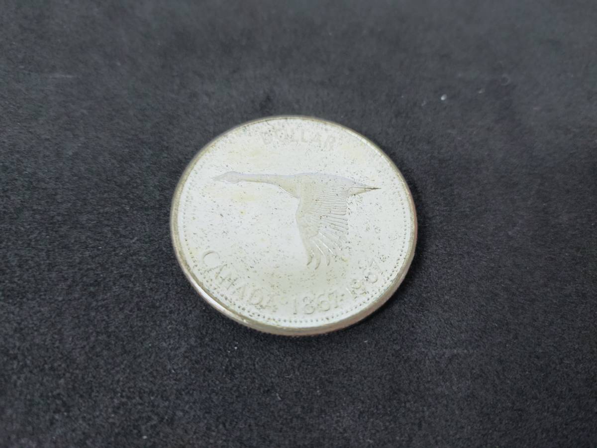 【C33】カナダ連邦100年記念　エリザベス2世　1ドル銀貨　記念メダル　カナダ　銀貨　海外　外貨　コイン_画像2