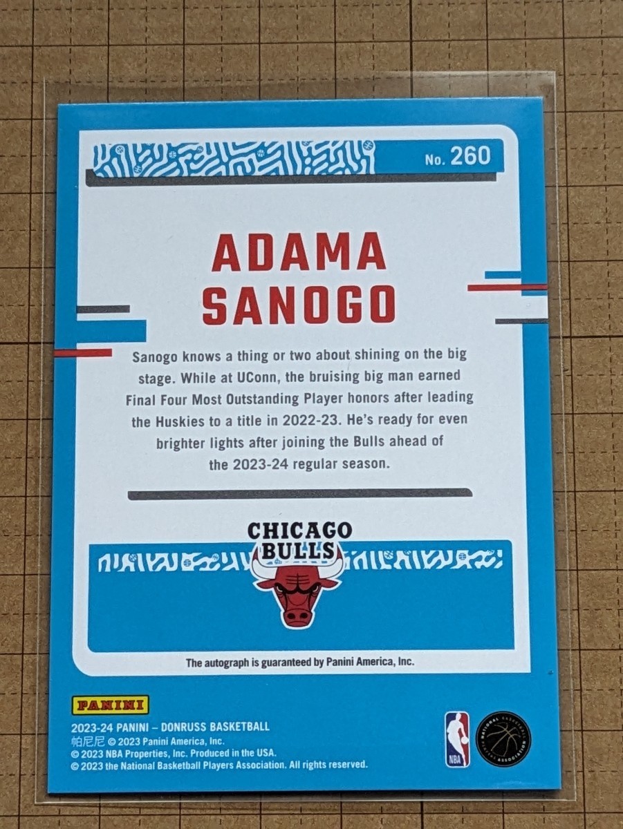 アダマ・サノゴ【NBA 2023-24 PANINI DONRUSS BASKETBALL】ADAMA SANOGO #260 RATED ROOKIE 直筆サインカード _画像2