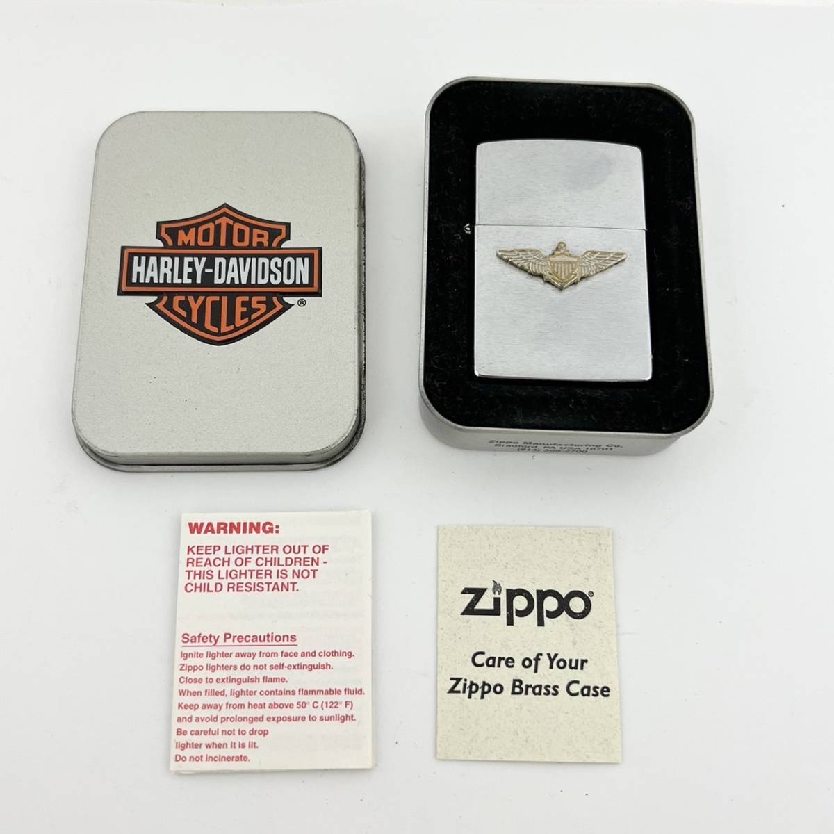 n185/ ZIPPO Harley-Davidson 箱 ライター シルバー ジッポ 喫煙具_画像1