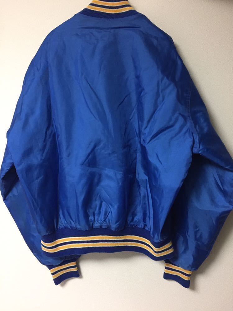 WESTWIND オールド 裏キルティング クラブジャケット L ナイロンスタジャン vintage USA ブルー 青 黄色 ブルゾン 80s 90 企業系 west windの画像4