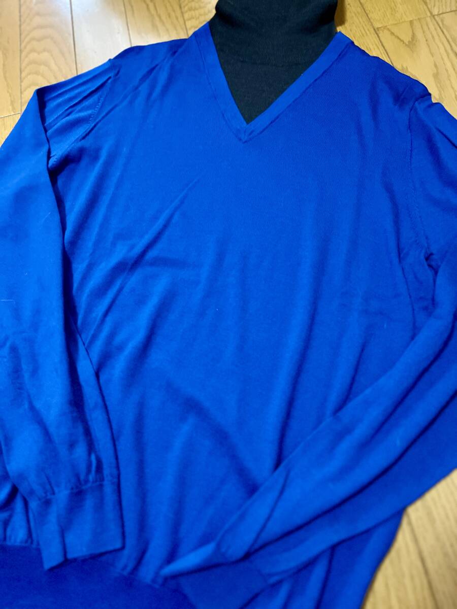 TOMORROWLAND tricot トゥモローランド メンズ ウール タートルネックセーター ブルー×グレーサイズ Mの画像6