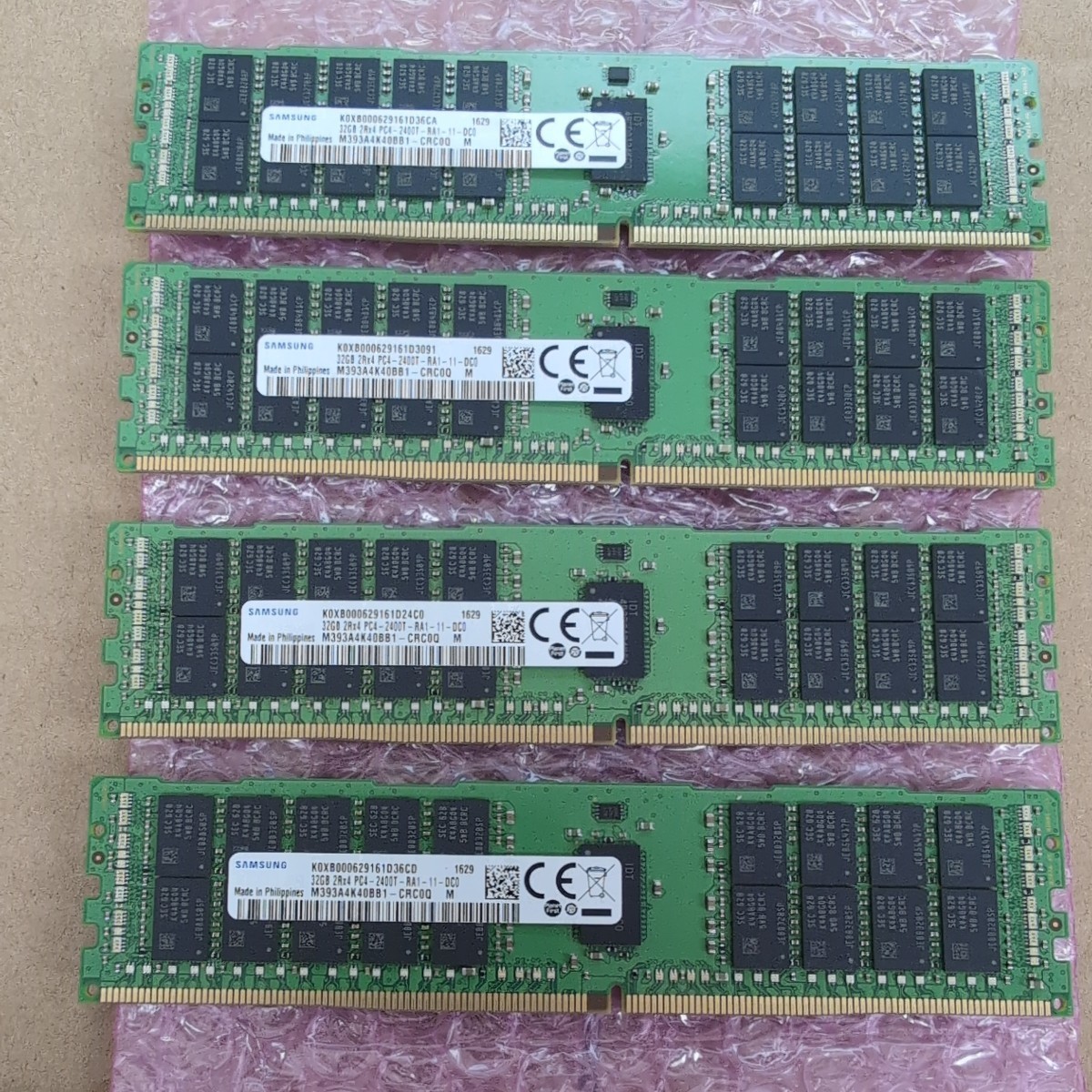 【4枚/計128GB】Samsung DDR4 32GB 2400MHz ECC Registered サーバー用 32GB 2R×4 PC4-2400T-RA1-DC0 reg 動作品_画像1