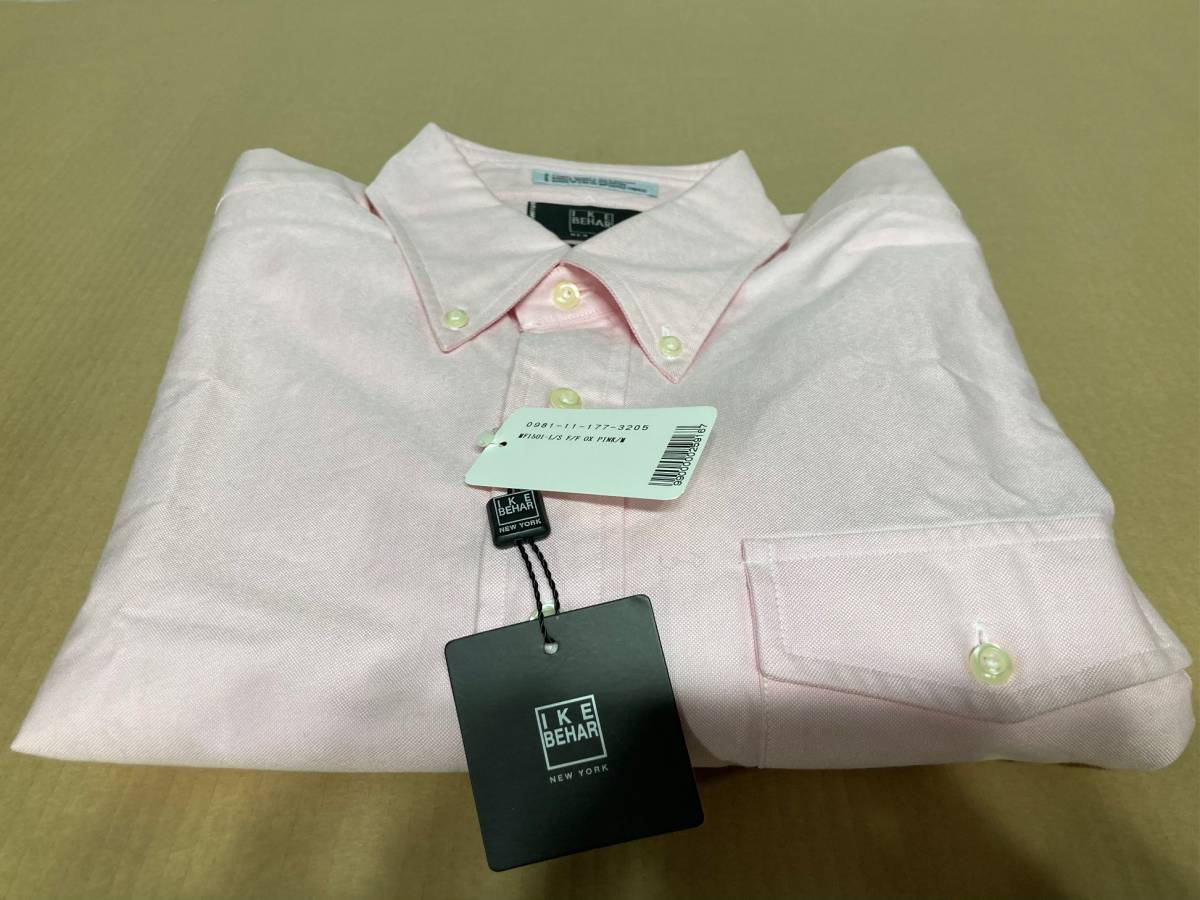 【新品未使用】SHIPS別注　IKE BEHAR アメリカ製　ピンクのボタンダウンシャツM_画像1