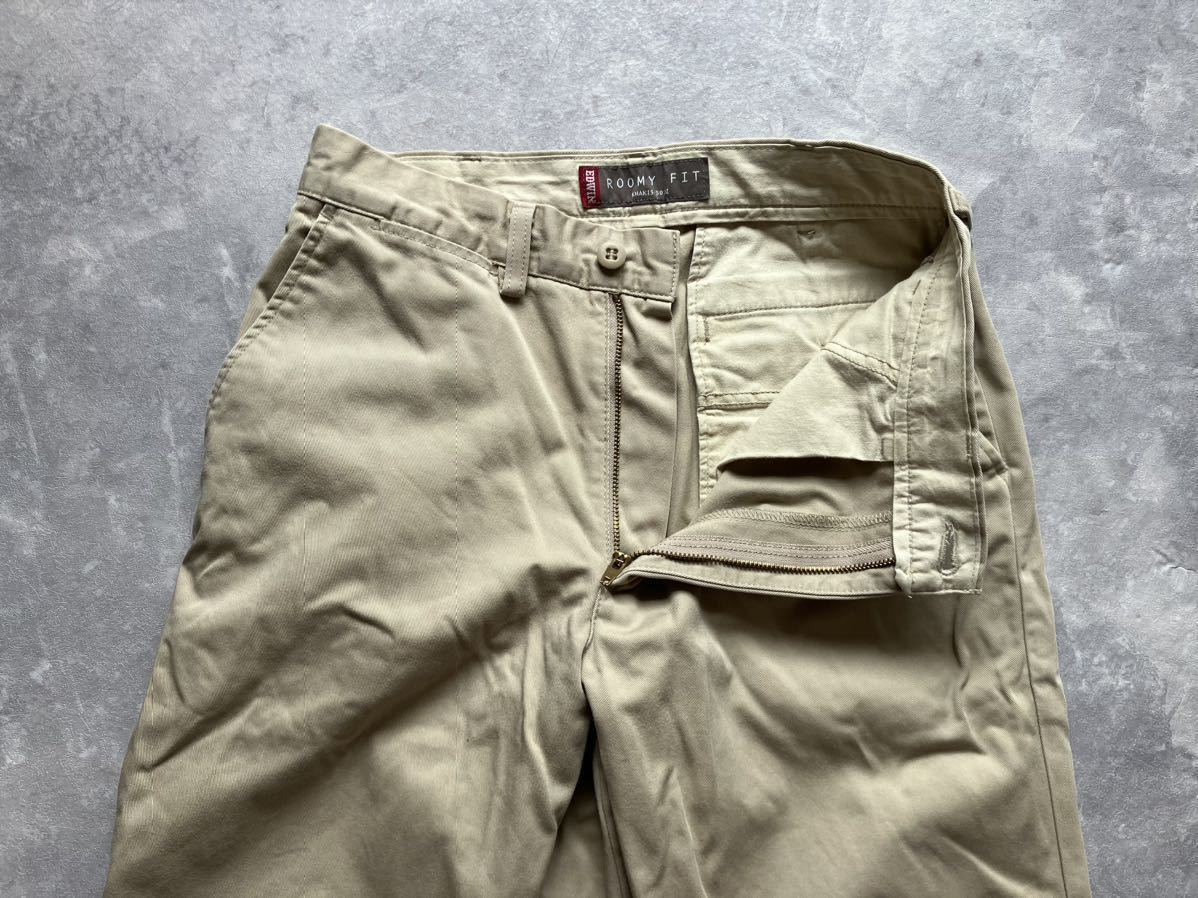 即決 W30 エドウィン EDWIN KHAKIS 503Z チノパン ゆったりめ ルーミーストレート 綿100% ベージュ系カラー 日本製 MADE IN JAPANの画像8