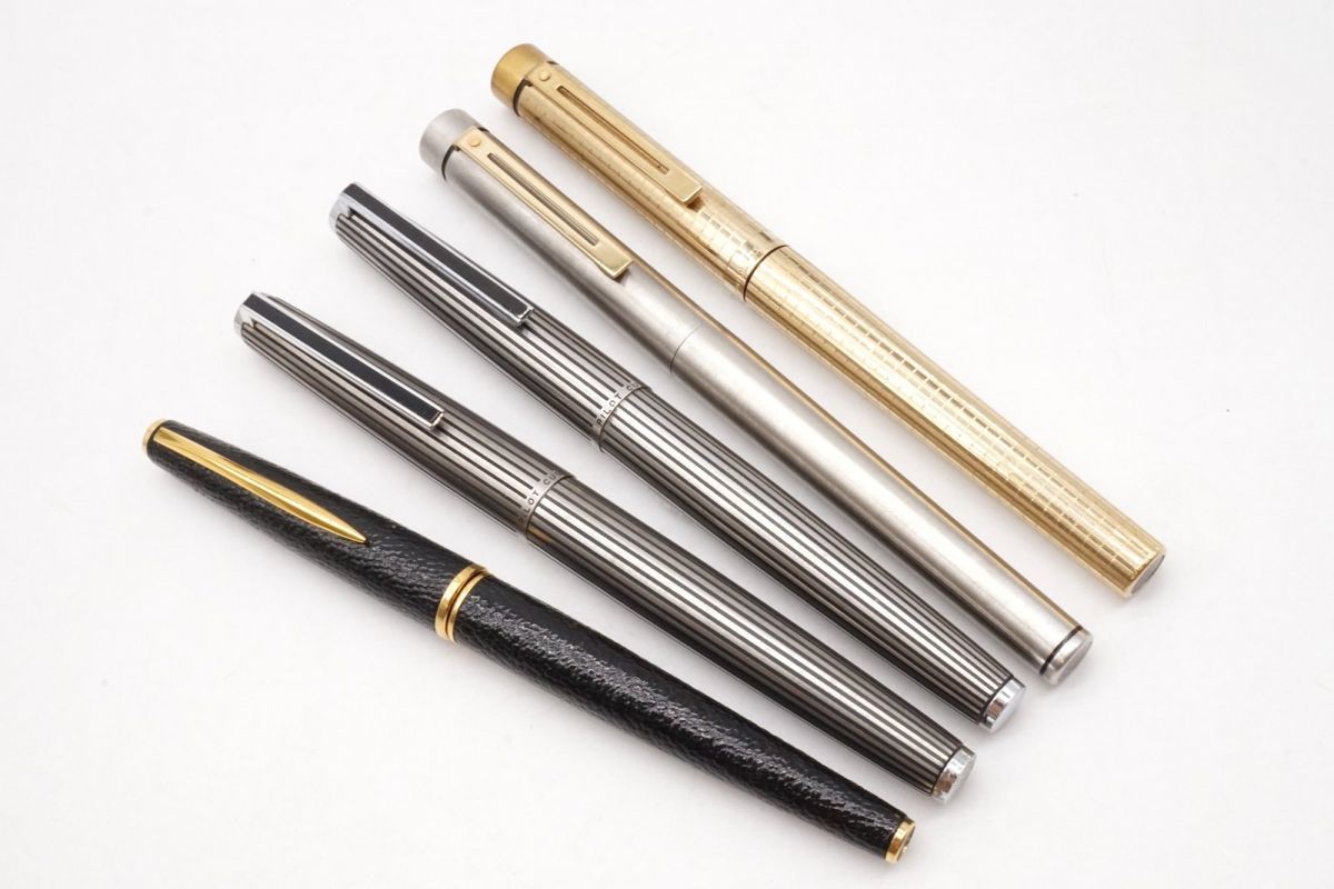 1円〜 パイロット シェーファー 万年筆 5本セット まとめ ペン先K18 K14 筆記未確認品 ジャンク PILOT SHEAFFER 7602k_画像1