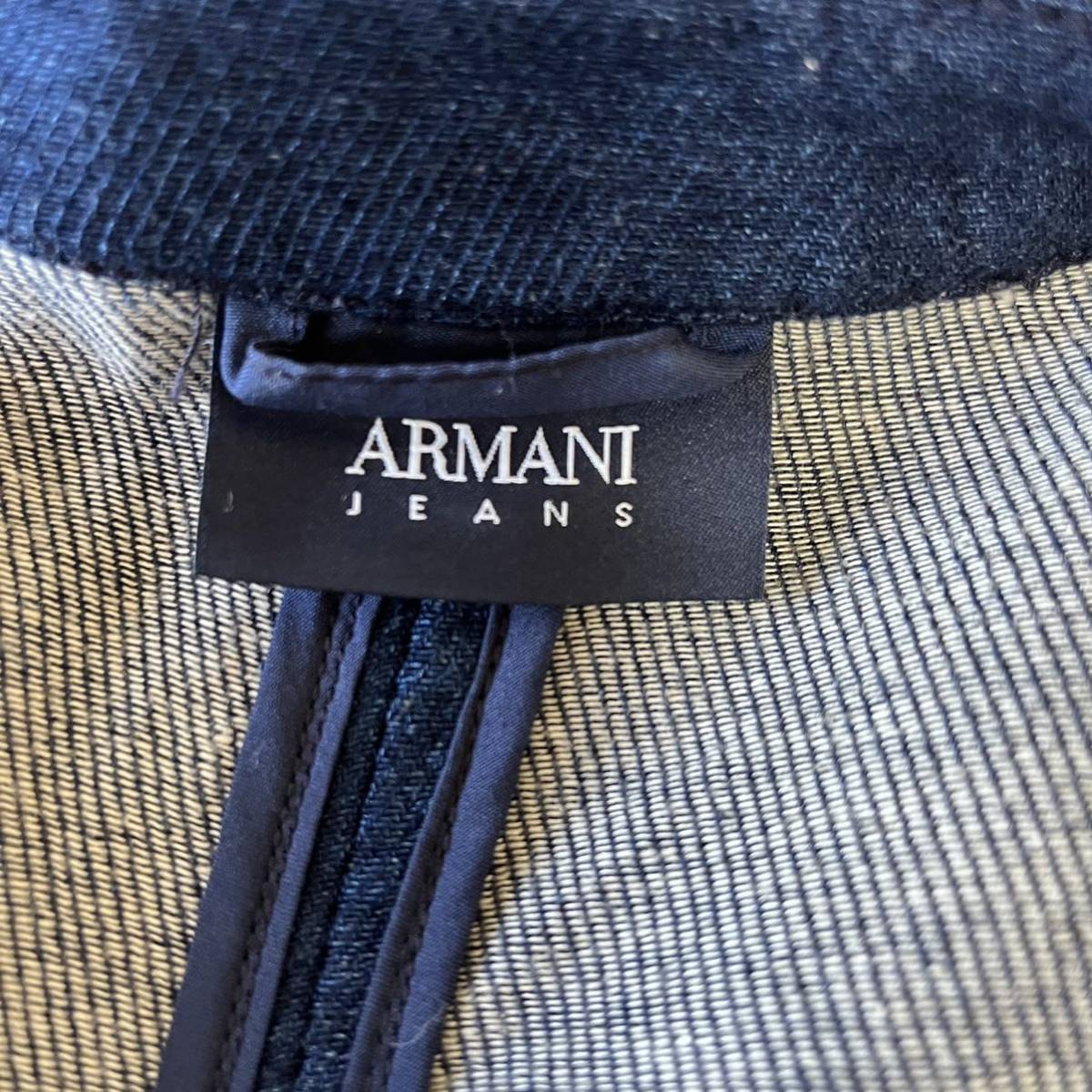 ARMANI JEANS【漢の風格】 アルマーニジーンズ デニムジャケット Gジャン ジップアップ ブルゾン インディゴブルー メンズ Mサイズ_画像6