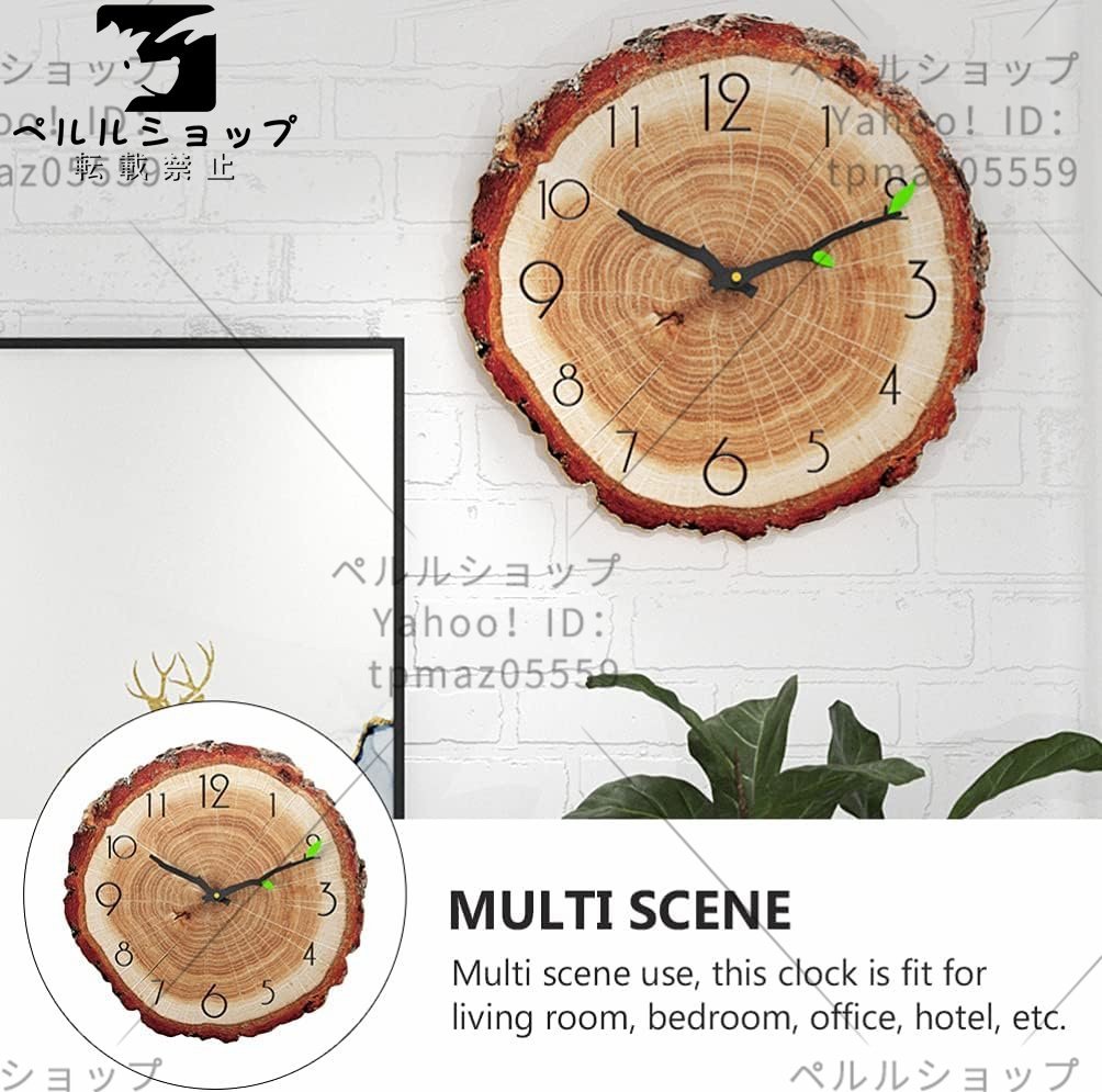 ミュート壁時計ウォールクォーツ時計年輪掛時計ラウンド壁実装するクロック壁デコレーション子供_画像5