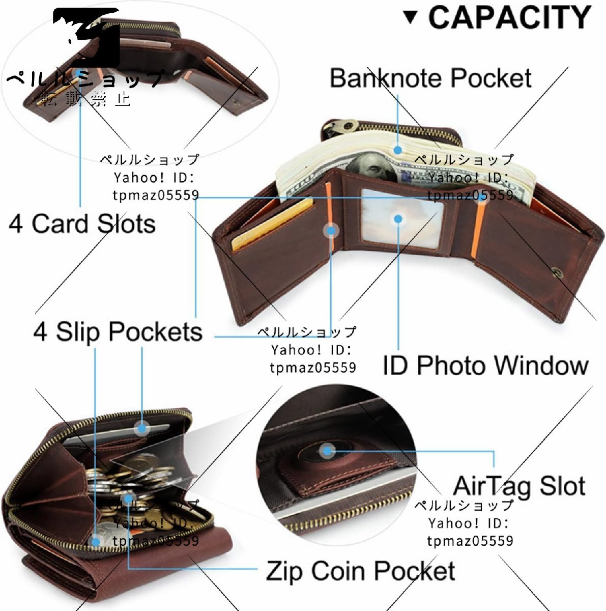 財布 メンズ 二つ折り Wallet 本革 牛革 大容量 カード5枚収納 小銭入れ 触り良い 正規品 RFID＆磁気スキミング 防止_画像2