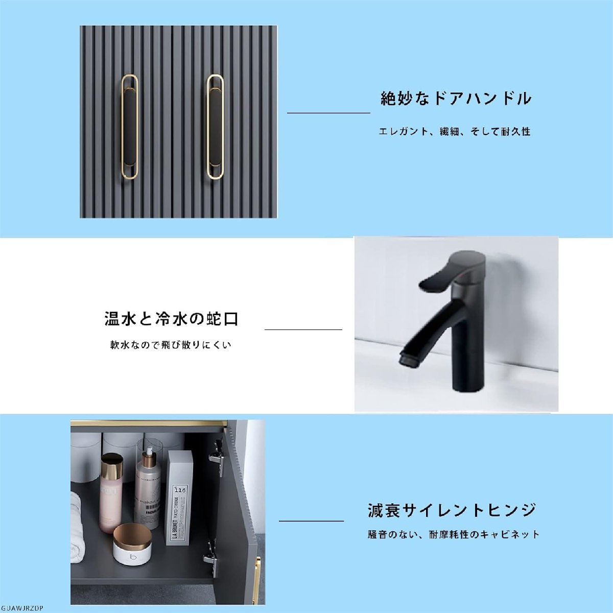 洗面化粧台 セット 壁掛け式 洗面台 陶器製 手洗いボウル 洗面ボウル下のキャビネット 洗面器 1面鏡 壁出しシャワー水栓 71*47*42cm_画像4