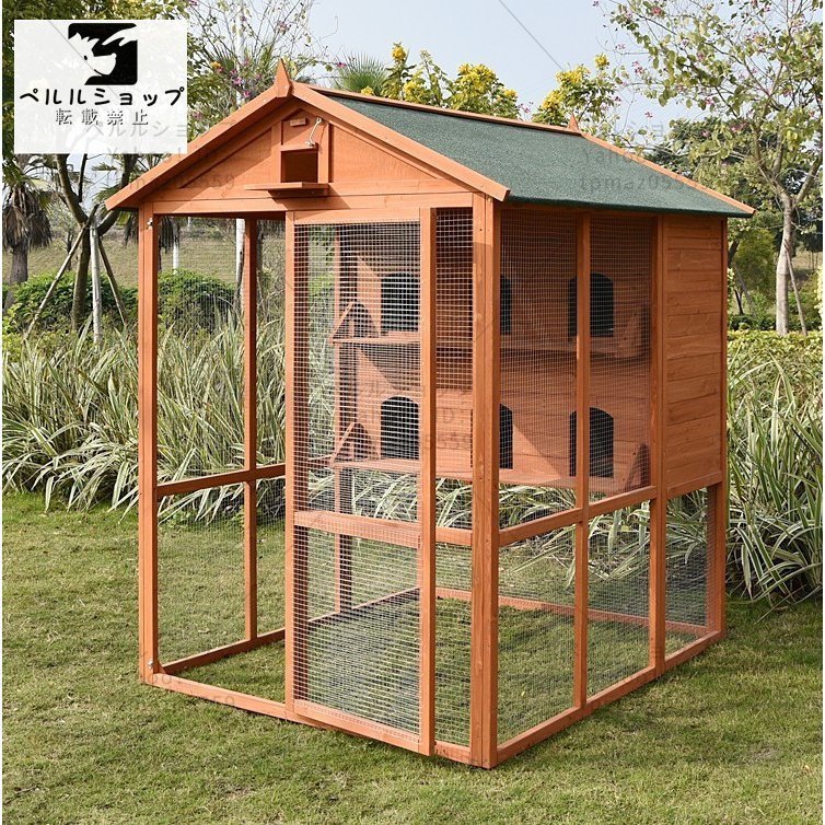  bird cage is . transparent . door holiday house breeding cage small animals outdoors for construction type natural Japanese cedar material turning-over prevention . corrosion material wooden 