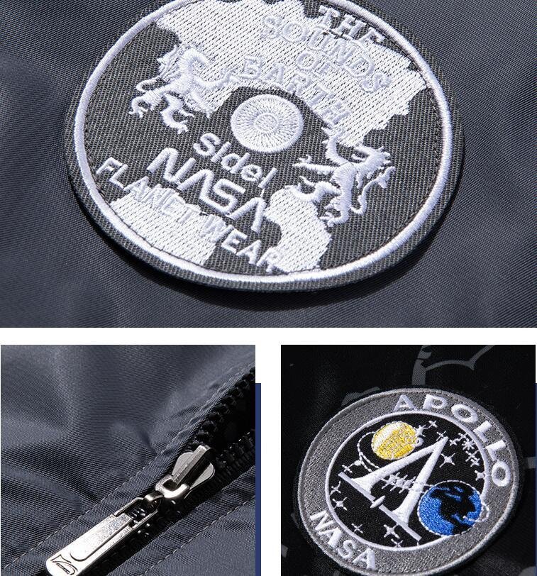 欧米 新品 リバーシブル 空軍 NASA フライトジャケット 両面服 スタジャン ミリタリージャケット メンズ アウター [M~6XL]選択可 ネイビー_画像7