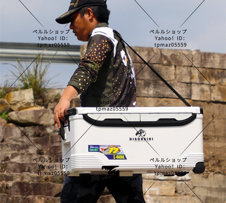 釣りにアウトドアに活躍!大型 48L クーラーボックス 移動に便利 釣りにアウトドアに活躍!大型 48L クーラーボックス 移動に便利