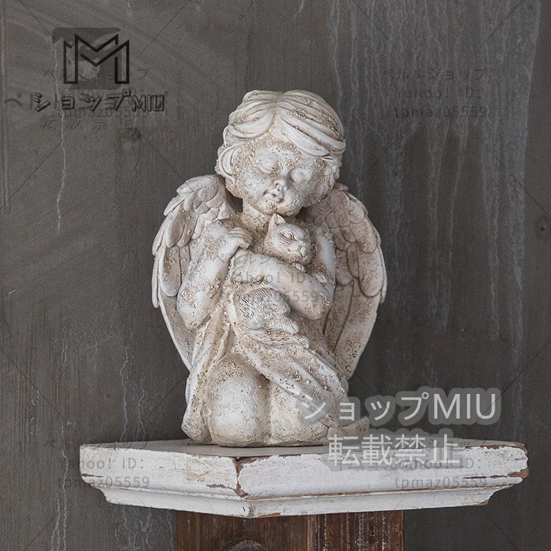  angel Angel .. cat cat western sculpture carving image ornament figyu Lynn objet d'art miscellaneous goods middle . design hand made 