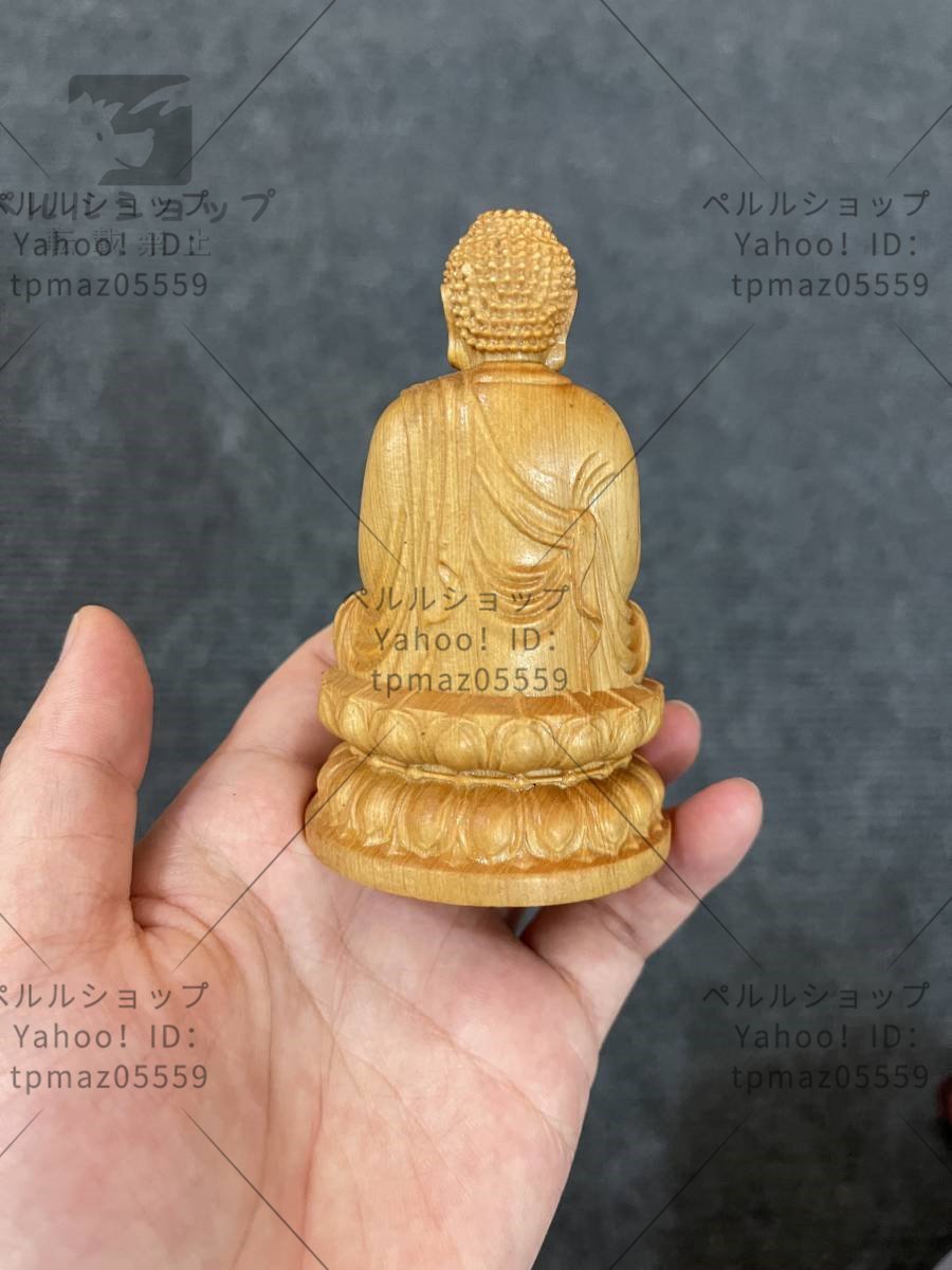 阿弥陀如来 供養品 木彫仏像 祈る厄除 仏教工芸品 総柘植材　一刀彫　精密彫刻　木彫仏教　仏師で仕上げ品_画像3