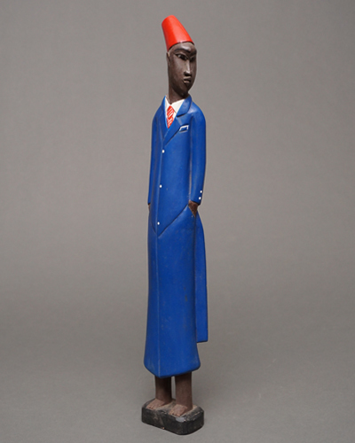 アフリカ　コートジボワール　コロン人形　XLサイズ　No.27　ホテルマン　木彫り　立像　アフリカ雑貨　彫刻_画像1