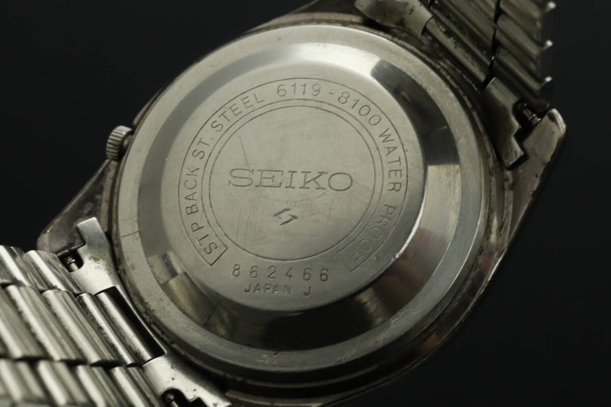 LVSP6-2-168 7T024-10 SEIKO セイコー 腕時計 6119-8100 5 ファイブ デイデイト ラウンド 自動巻き 約75g メンズ シルバー ジャンク_画像7