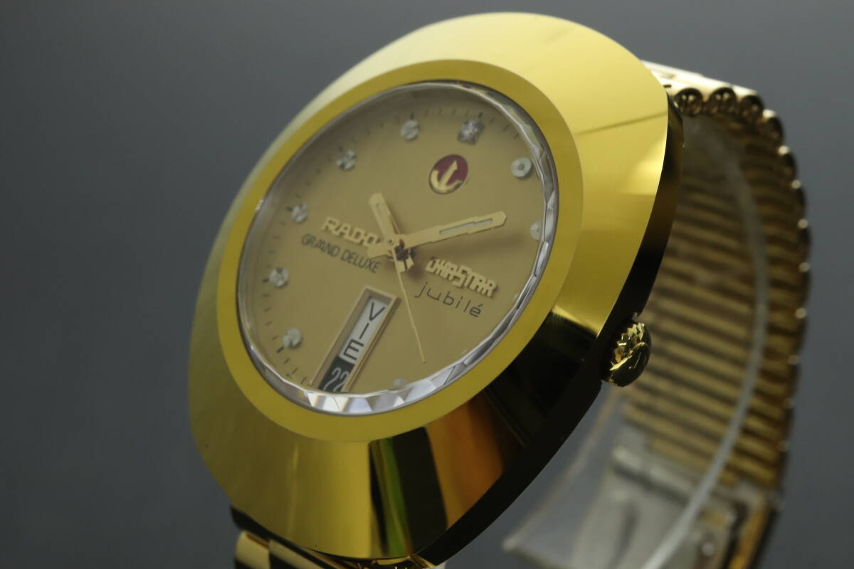 LVSP6-2-163 7T024-5 RADO ラドー 腕時計 648.0143.3 ダイヤスター ジュビリー 自動巻き 約106g メンズ ゴールド 付属品付き 動作品 綺麗_画像1