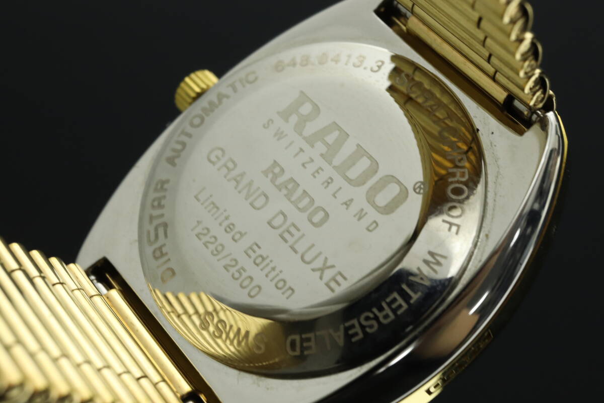 LVSP6-2-163 7T024-5 RADO ラドー 腕時計 648.0143.3 ダイヤスター ジュビリー 自動巻き 約106g メンズ ゴールド 付属品付き 動作品 綺麗_画像7