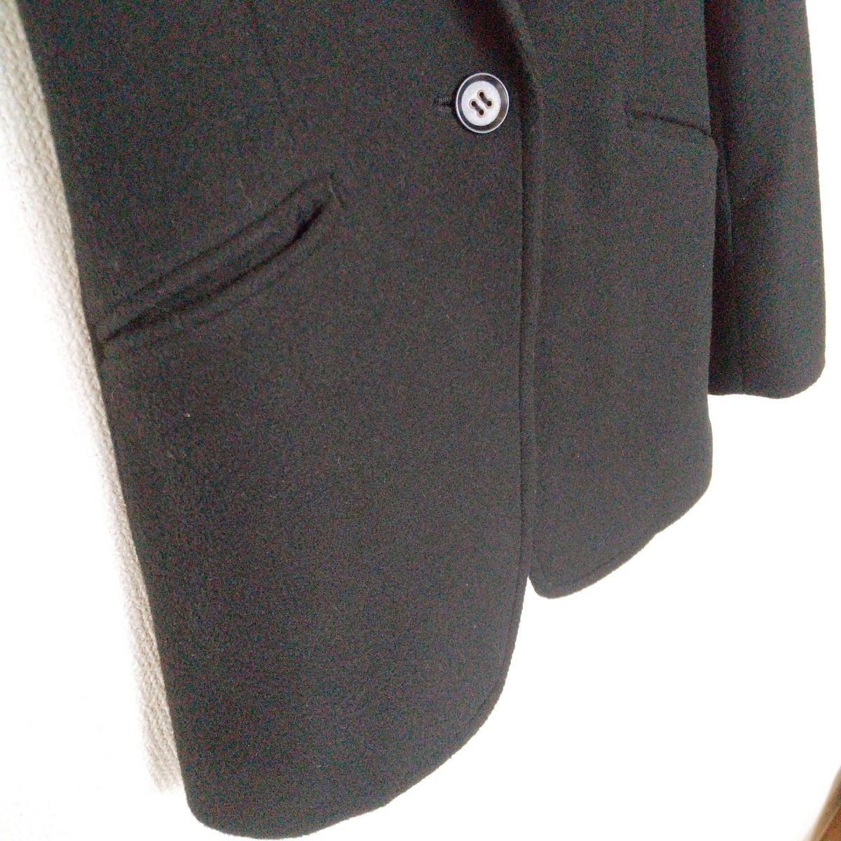 INDIVI ジャケットコート 36 日本製 黒 ブラック/ ジャケット シングルボタン レディース S ウール