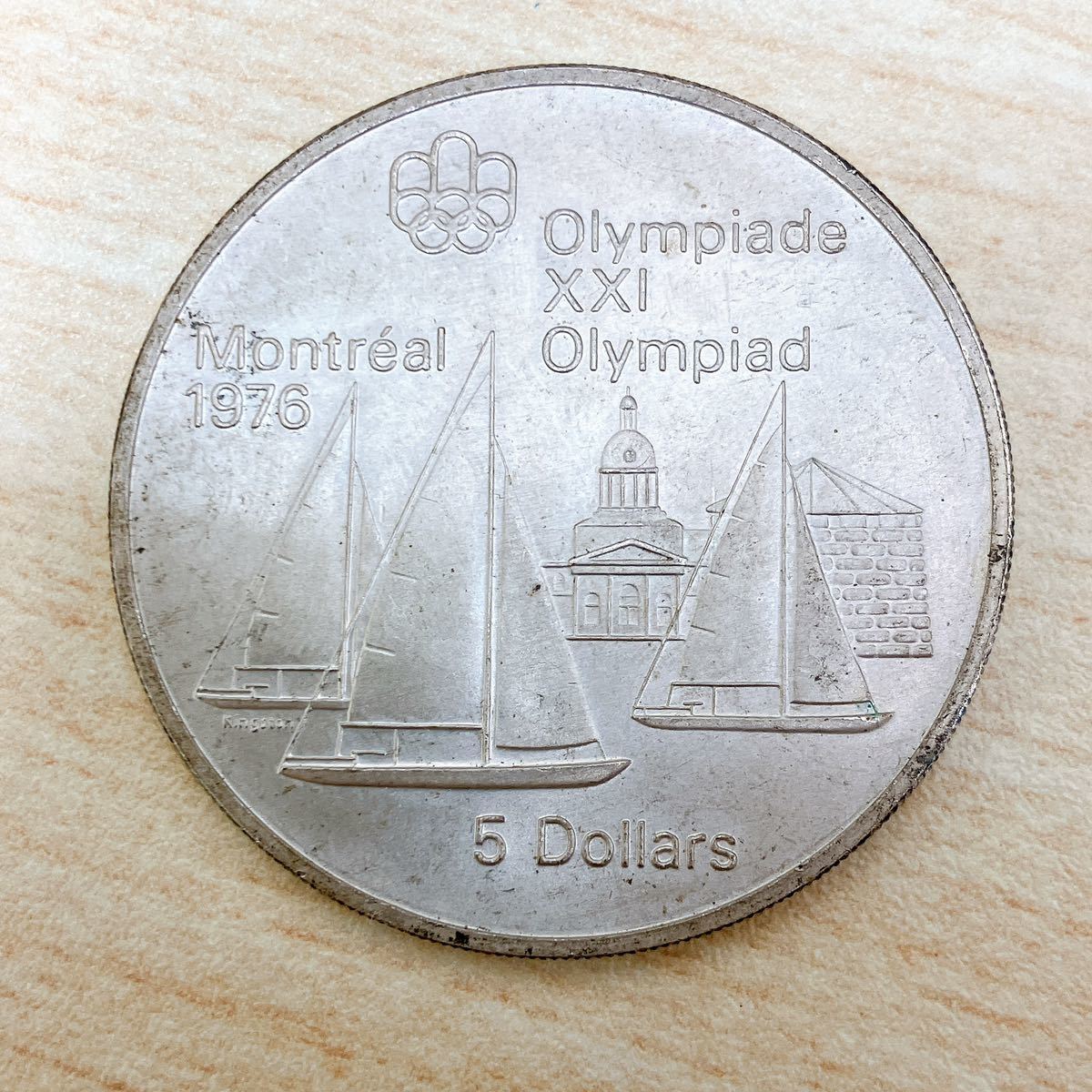 1976年 モントリオールオリンピック 記念 5ドル銀貨 5Dollars 管3201A_画像1