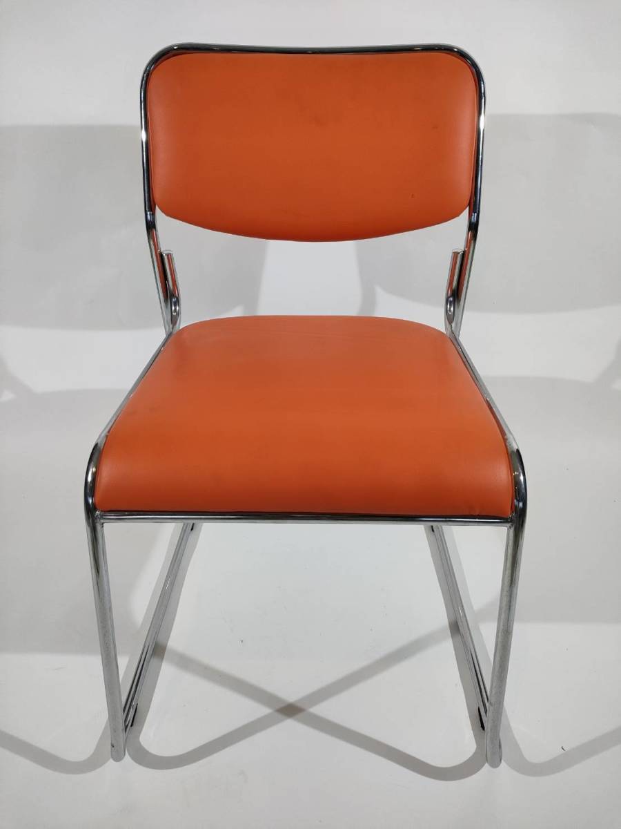 椅子6脚セット オレンジ色 幅 47cm 高さ 45cm (背もたれ込み 77cm) 奥行 55cm　※在庫複数あり_画像2
