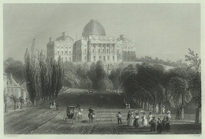 1840年 Bartlett アメリカの風景 鋼版画 アメリカ合衆国議会議事堂 View of the Capitol at Washington ワシントン_画像2