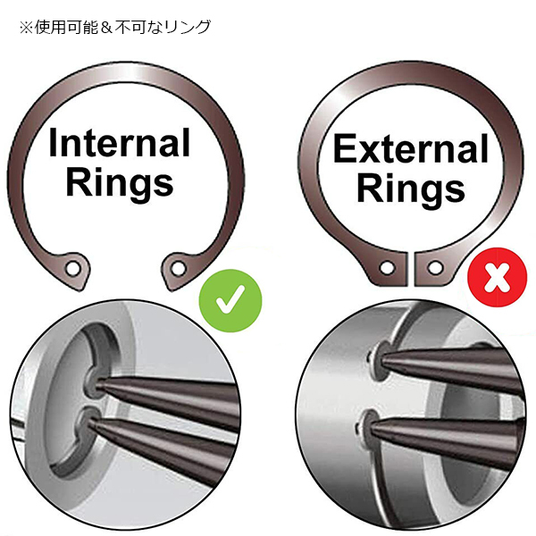 90° Cリングプライヤー(ロングベンドタイプ) 穴用 スナップリングプライヤー T173の画像7