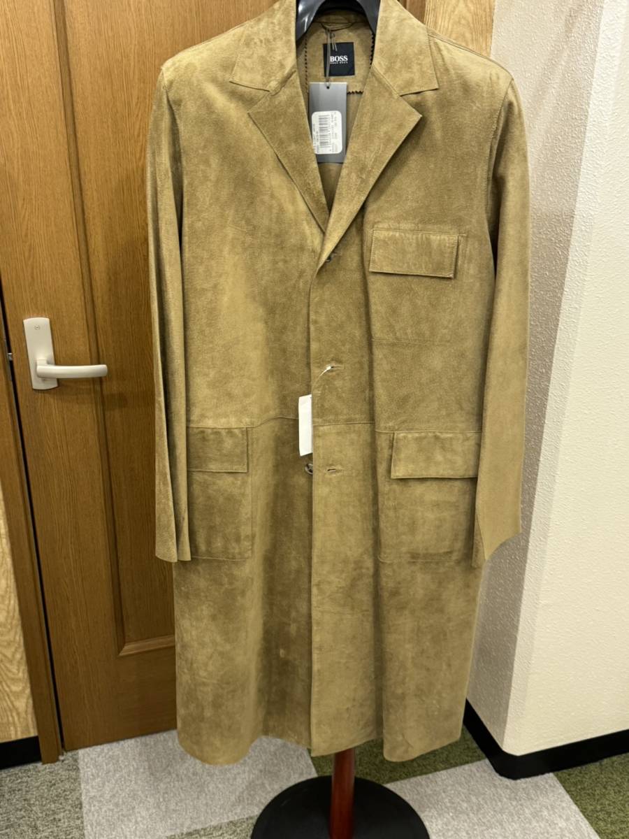 HUGO BOSS　レザーロングコート　新品　サイズ48_画像1