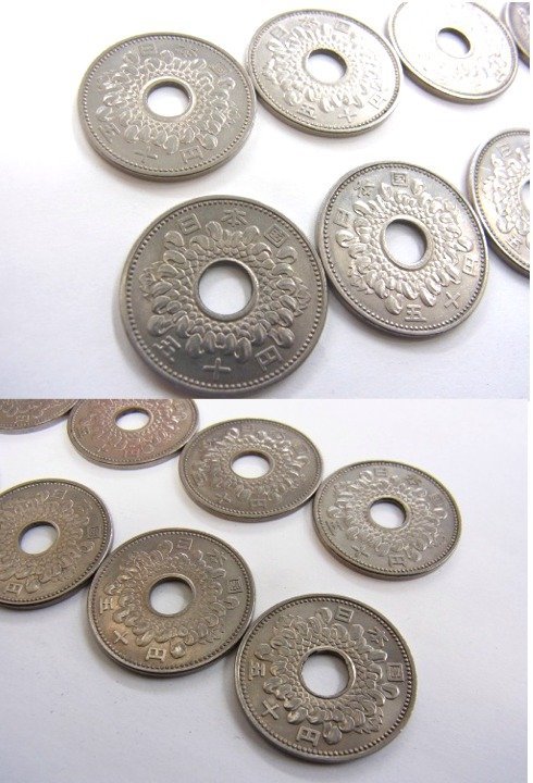 ■ 旧50円硬貨 　穴あり　 昭和35～40年 50円 硬貨 10枚セット ■ 流通品_画像4