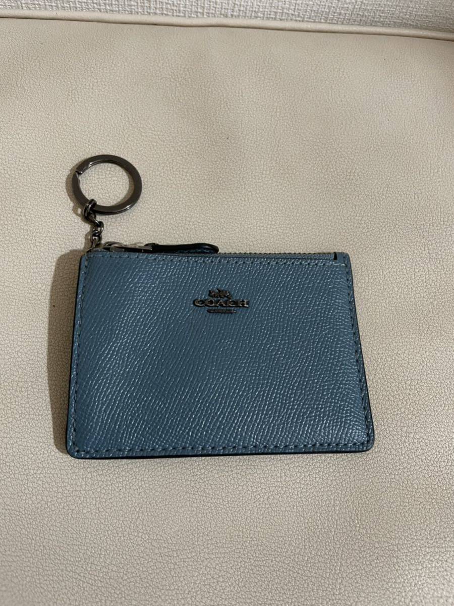 本物コーチcoachの水色のコインケース　パスケース_画像1