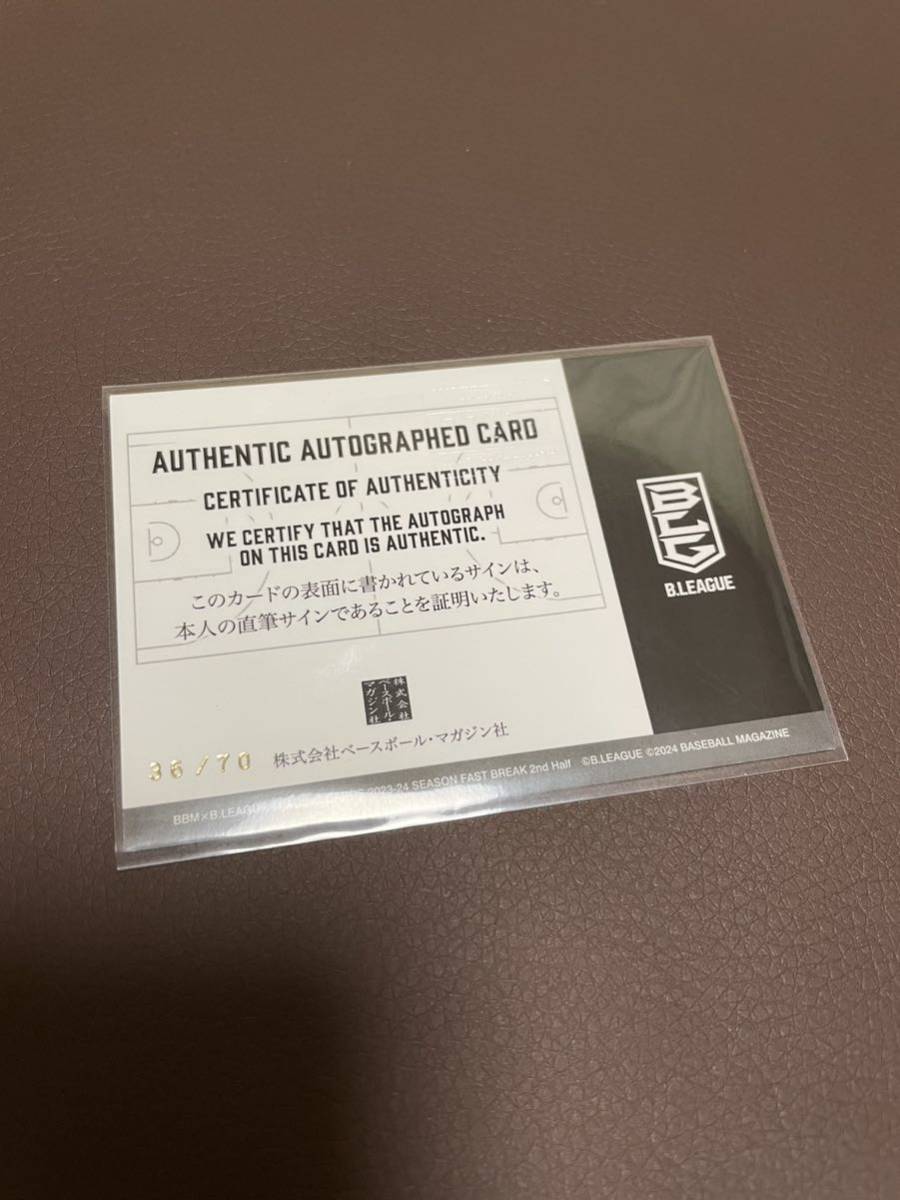 BBM B.LEAGUE 2023-24 FAST BREAK 2nd Half 富山グラウジーズ　マイルズ・ヘソン　直筆サインカード　70枚限定　Bリーグ　バスケットボール_画像2