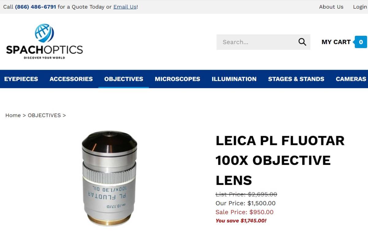 ライカ LEICA 顕微鏡用対物レンズ PL FLUOTAR 100x/1 30 oil ライカ LEICA 顕微鏡用対物レンズ PL FLUOTAR 100x/1 30 oil