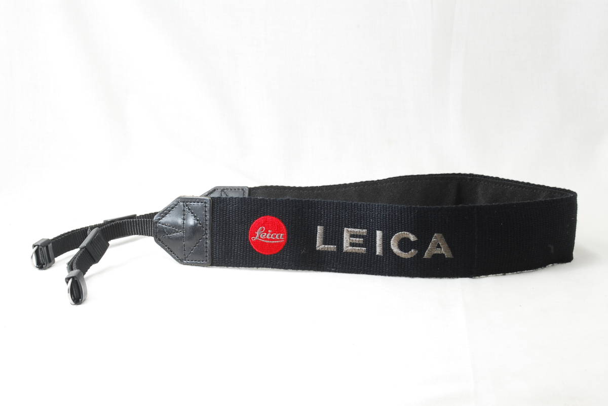 ☆LEICA ライカ 純正 刺繍文字 カメラ ストラップ 黒色(ブラック)×赤色(レッド)×銀色(シルバー) 金具付き ネック ショルダー M型金具☆の画像1